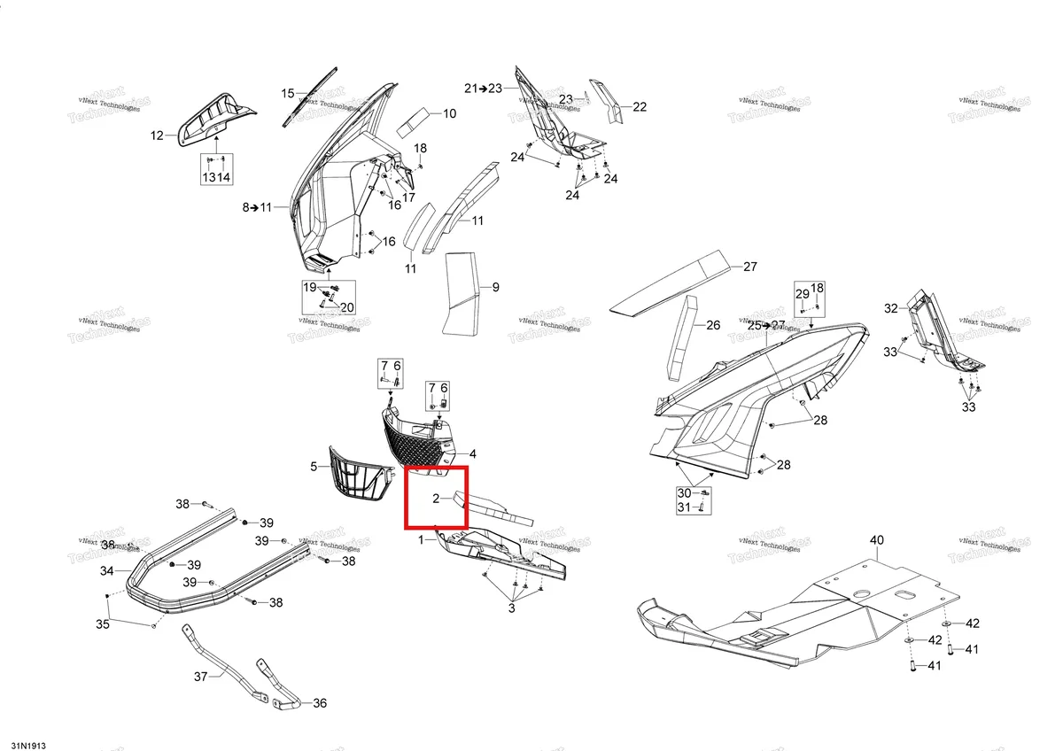 Деталь 502007002 (Изолятор) на схеме узла 2020 Ski-Doo EXPEDITION SWT 900 ACE Body - Bottom Pan