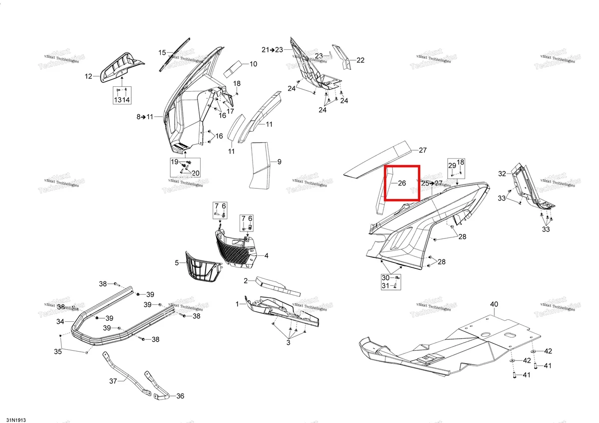 Деталь 502007003 (Изолятор) на схеме узла 2020 Ski-Doo EXPEDITION SWT 900 ACE Body - Bottom Pan
