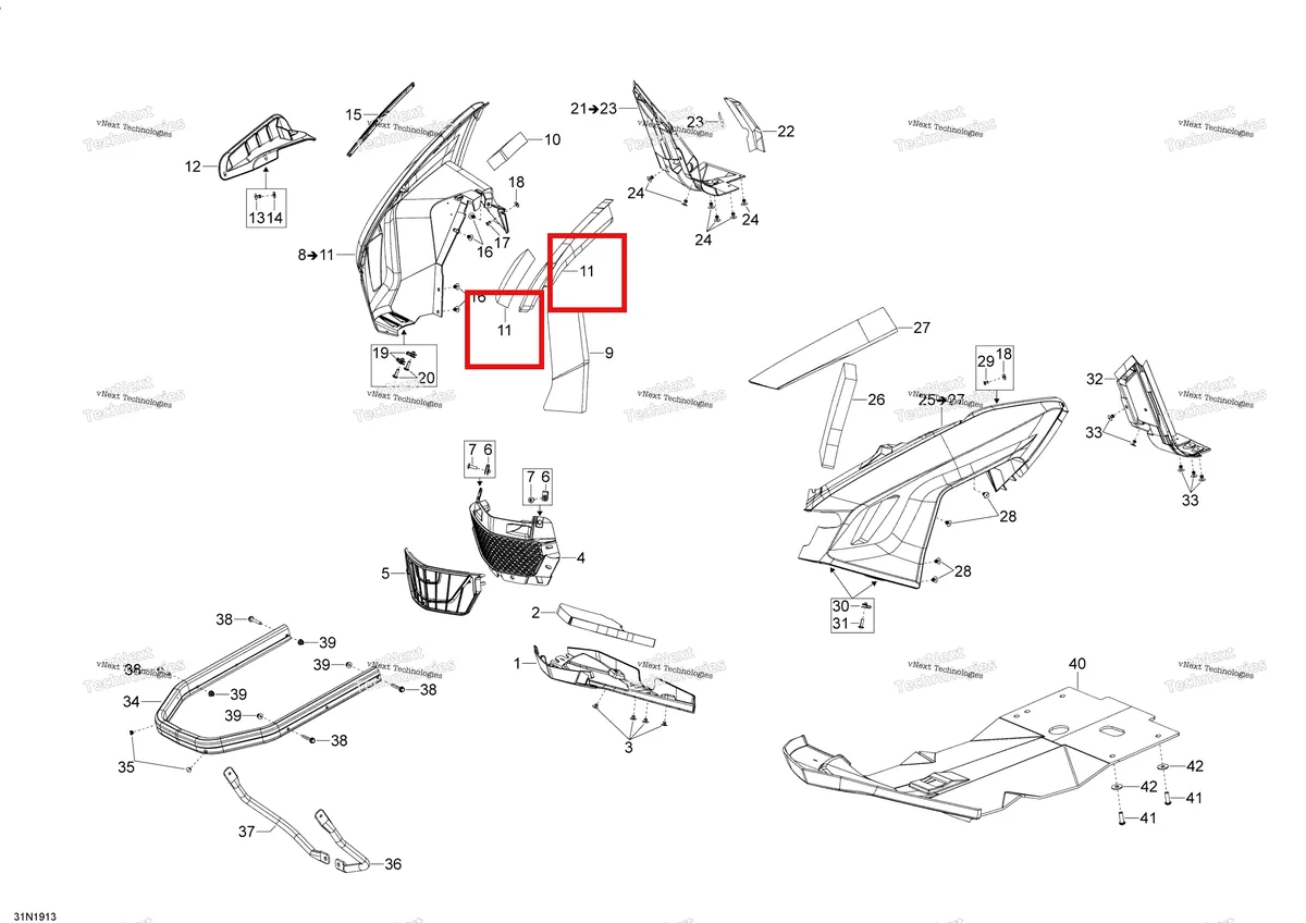 Деталь 502007009 (Изолятор) на схеме узла 2020 Ski-Doo EXPEDITION SWT 900 ACE Body - Bottom Pan