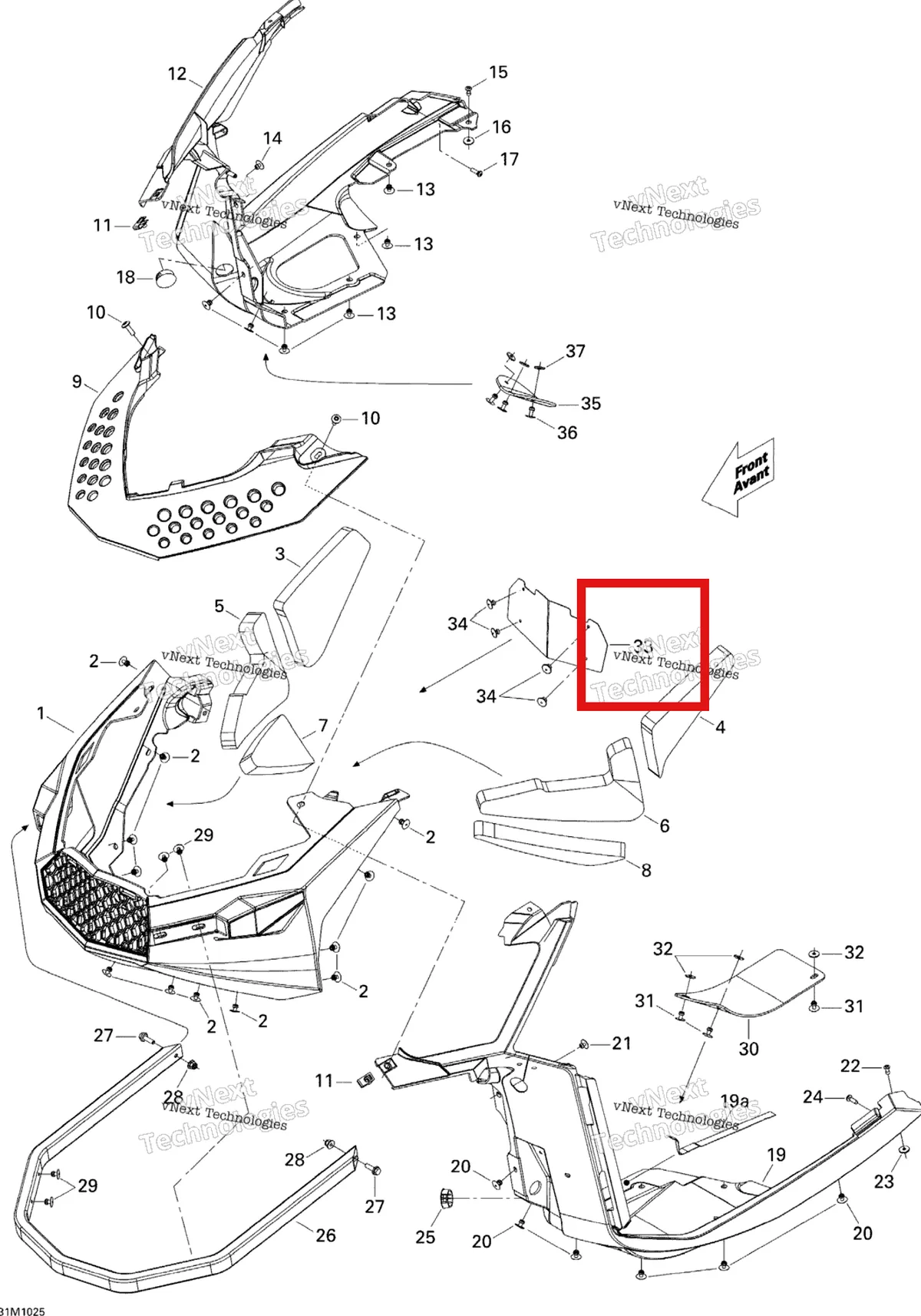 Деталь 502007056 (Деталь Bottom Pan Plate) на схеме узла 2010 Ski-Doo MX Z X 600RS Bottom Pan