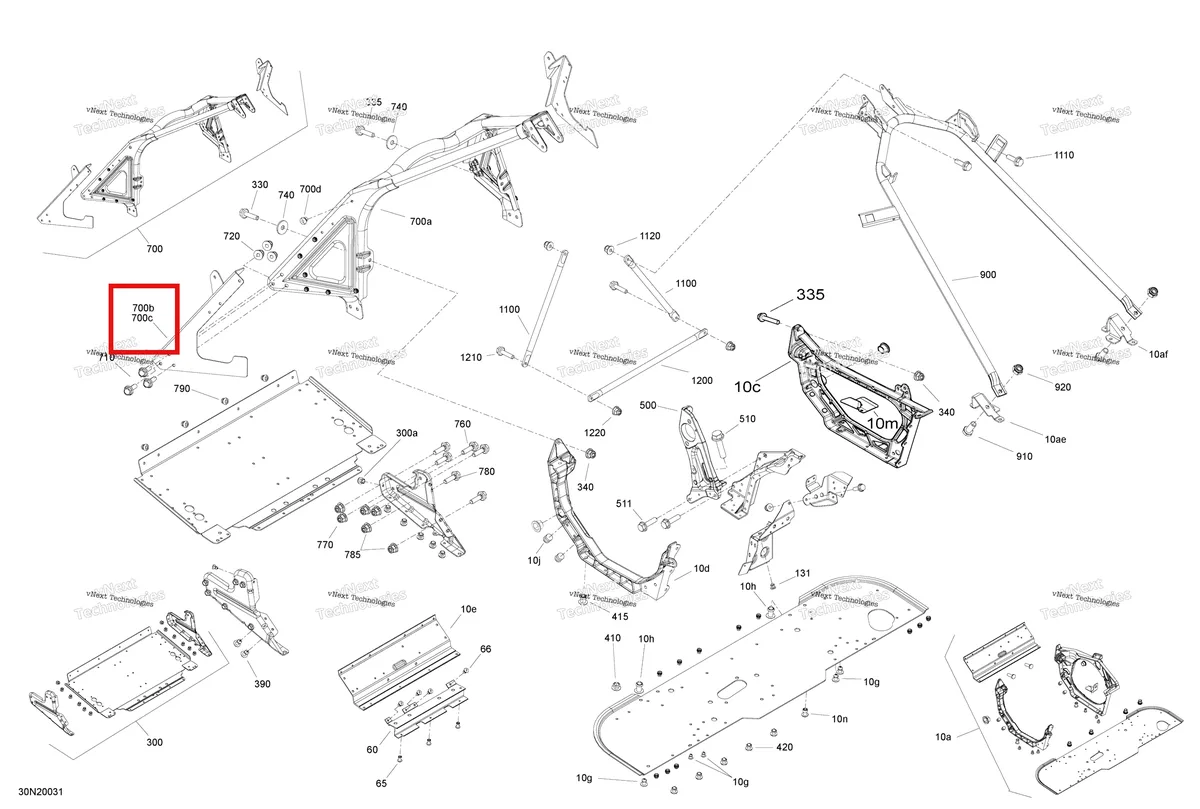 Деталь 502007078 (Деталь Rh Bumper Fastener) на схеме узла 2020 Ski-Doo SKANDIC WT 550F Frame - System - Front Section