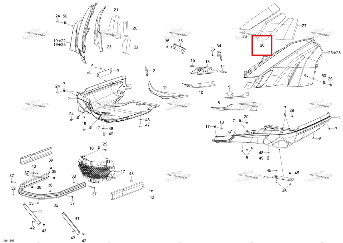Деталь 502007088 (Изолятор) на схеме узла 2020 Ski-Doo SKANDIC WT 900 ACE Body - Bottom Pan - Wt