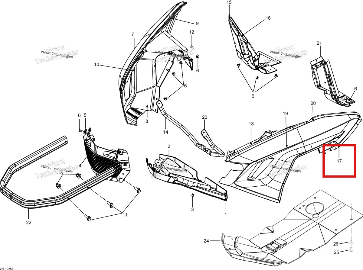 Деталь 502007111 на схеме узла 2010 Ski-Doo Expedition TUV SE 1200 REV-XU Bottom Pan Se
