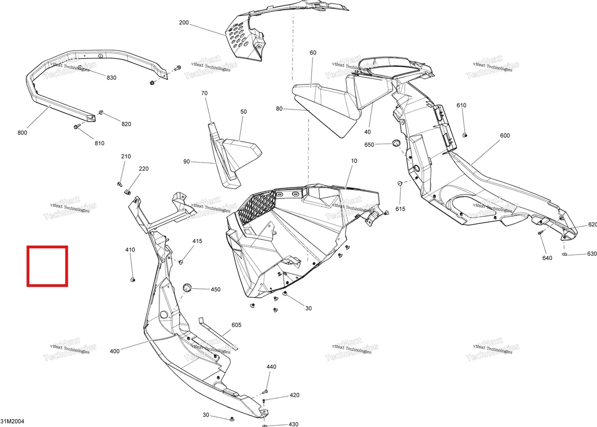 Деталь 502007116 (Передний Бампер) на схеме узла 2020 Ski-Doo MXZ 600 CARB Body - Bottom Pan