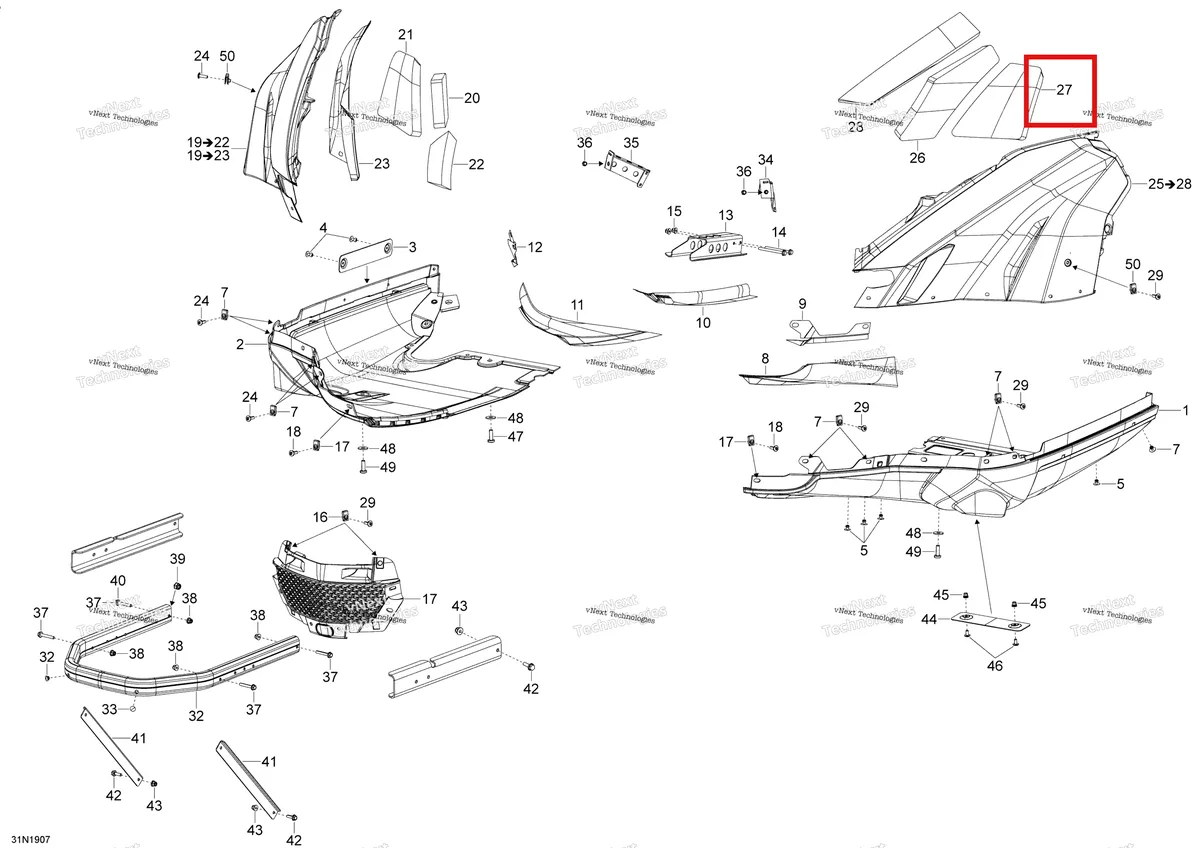 Деталь 502007131 (Изолятор) на схеме узла 2020 Ski-Doo SKANDIC WT 900 ACE Body - Bottom Pan - Wt