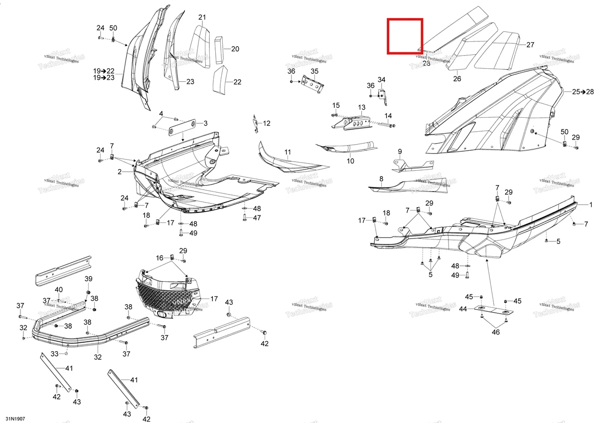 Деталь 502007132 (Изолятор) на схеме узла 2020 Ski-Doo SKANDIC WT 550F Body - Bottom Pan - Wt
