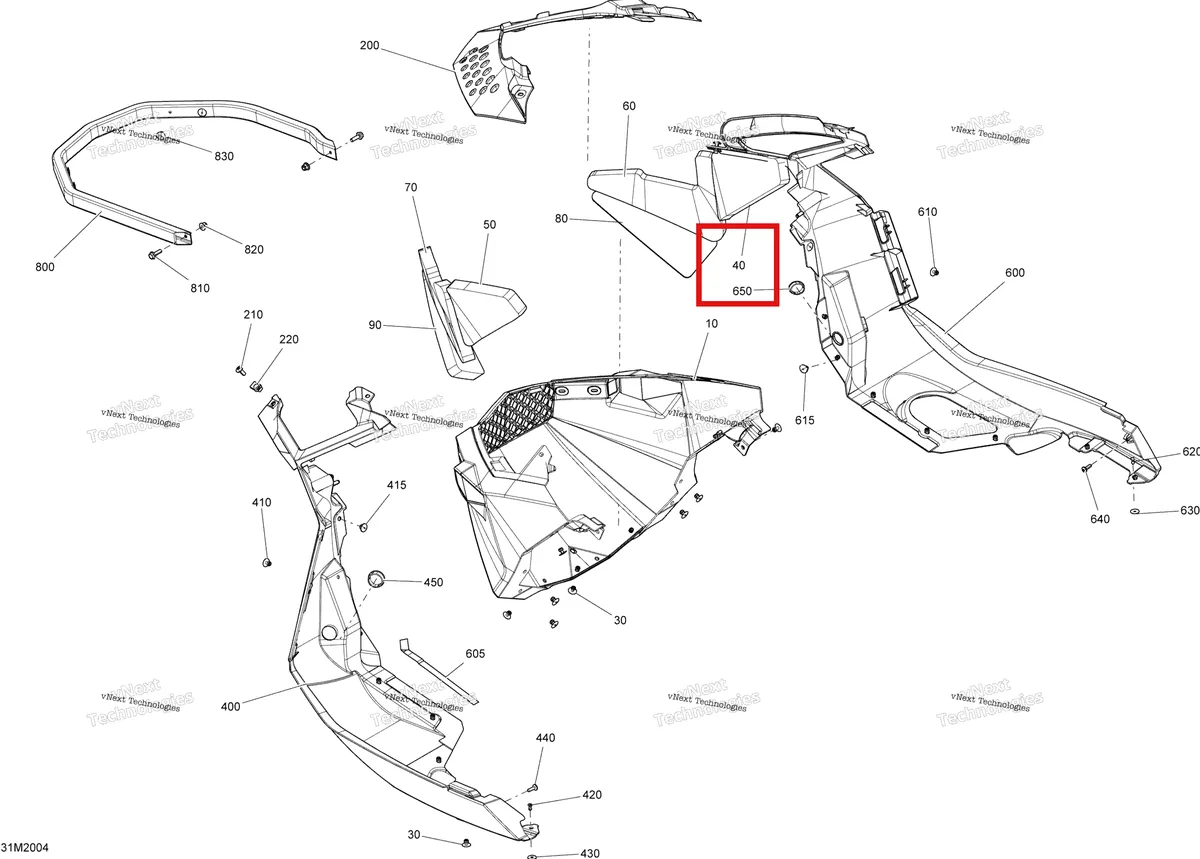 Деталь 502007210 (Деталь Upper Foam Rh) на схеме узла 2020 Ski-Doo SUMMIT 600 CARB Body - Bottom Pan