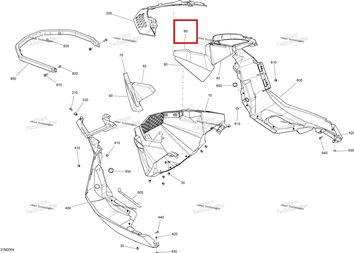 Деталь 502007212 (Деталь Rh Middle Foam) на схеме узла 2020 Ski-Doo SUMMIT 600 CARB Body - Bottom Pan