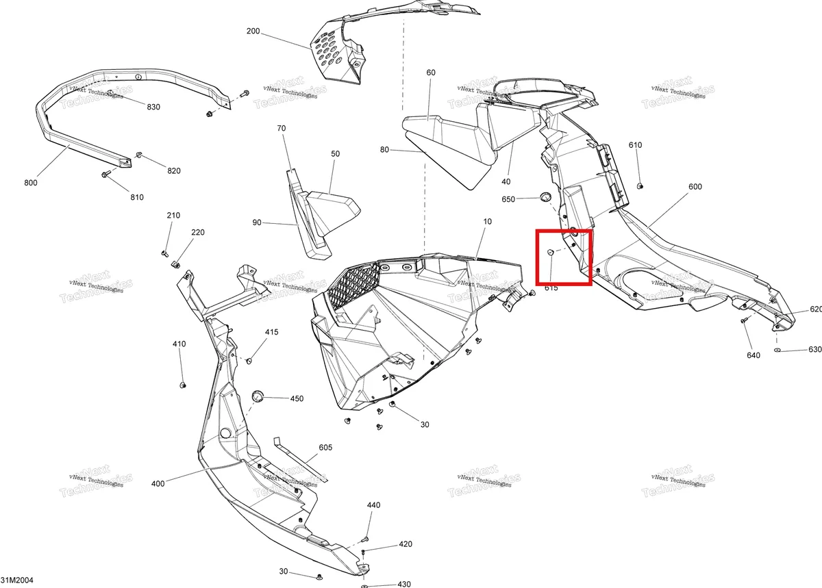 Деталь 502007213 (Деталь Middle Foam Lh) на схеме узла 2020 Ski-Doo EXPEDITION SPORT 550F Body - Bottom Pan
