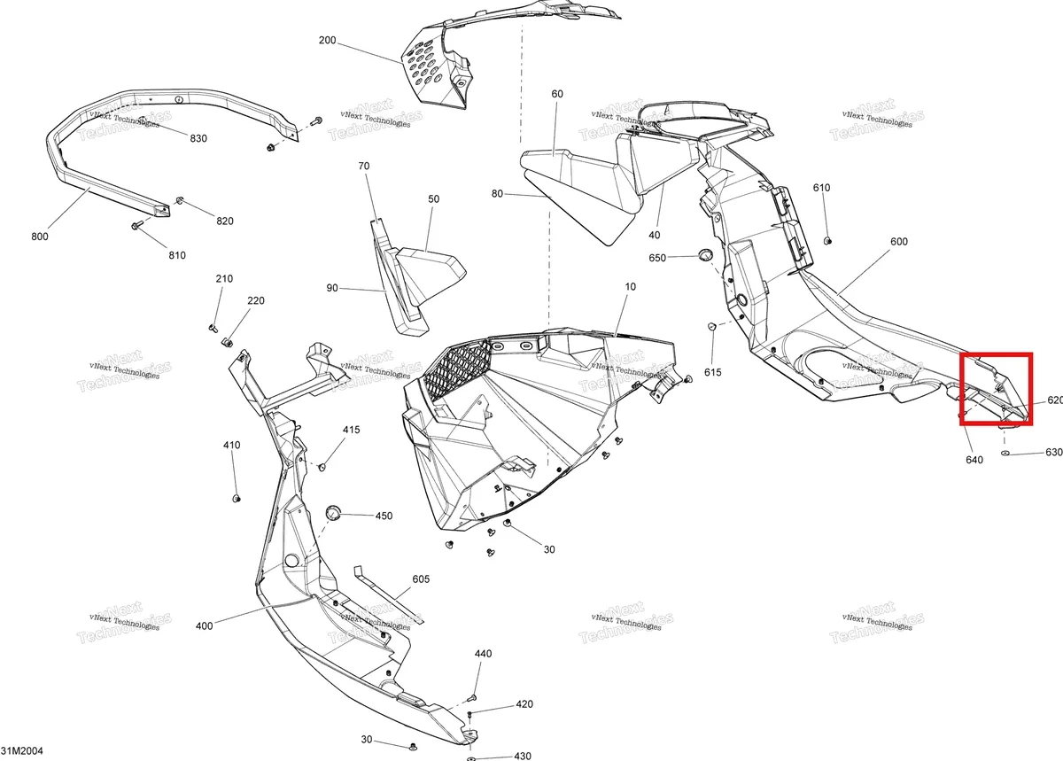 Деталь 502007214 (Деталь Rh Lower Foam) на схеме узла 2020 Ski-Doo EXPEDITION SPORT 550F Body - Bottom Pan