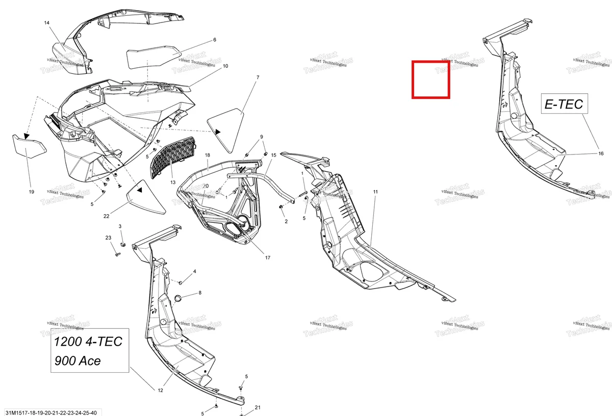 Деталь 502007217 на схеме узла 2015 Ski-Doo GRAND TOURING LE 1200 XR137 Bottom Pan Le