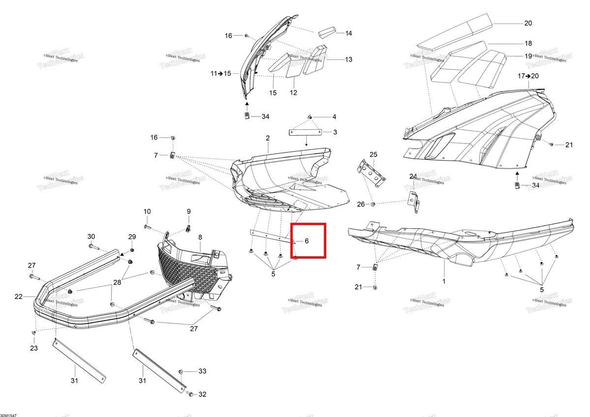 Деталь 502007226 (Опорная Плита) на схеме узла 2015 Ski-Doo SKANDIC SWT 550 Bottom Pan