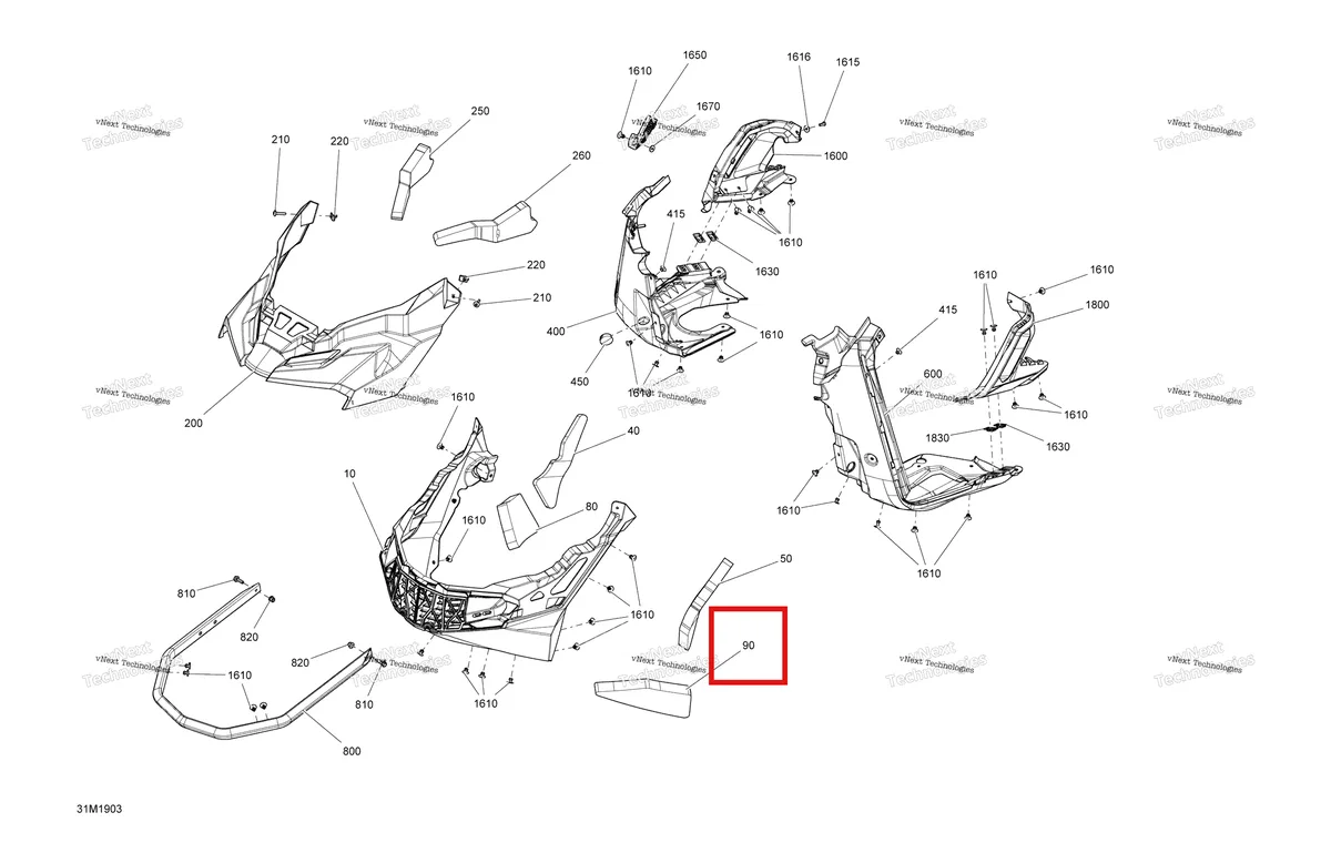 Деталь 502007246 (Деталь Lh Foam Lower) на схеме узла 2019 Ski-Doo RENEGADE 600 ACE Bottom Pan