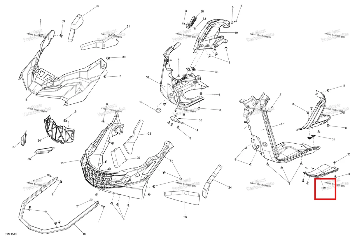 Деталь 502007261 (Крышка) на схеме узла 2015 Ski-Doo MXZ X-RS 600HOE XS RS Bottom Pan
