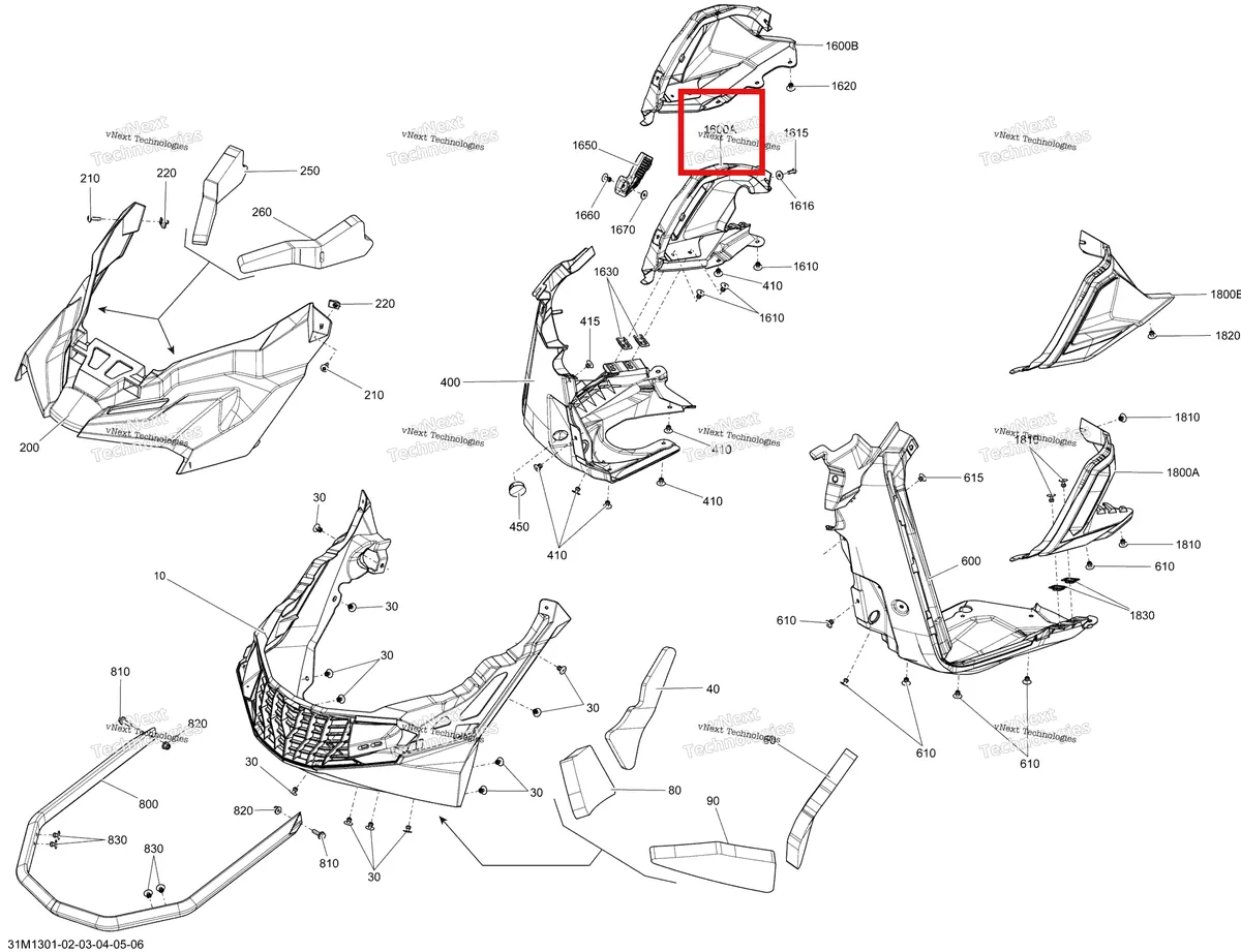 Деталь 502007277 на схеме узла 2013 Ski-Doo SUMMIT SP 800RE XM Bottom Pan