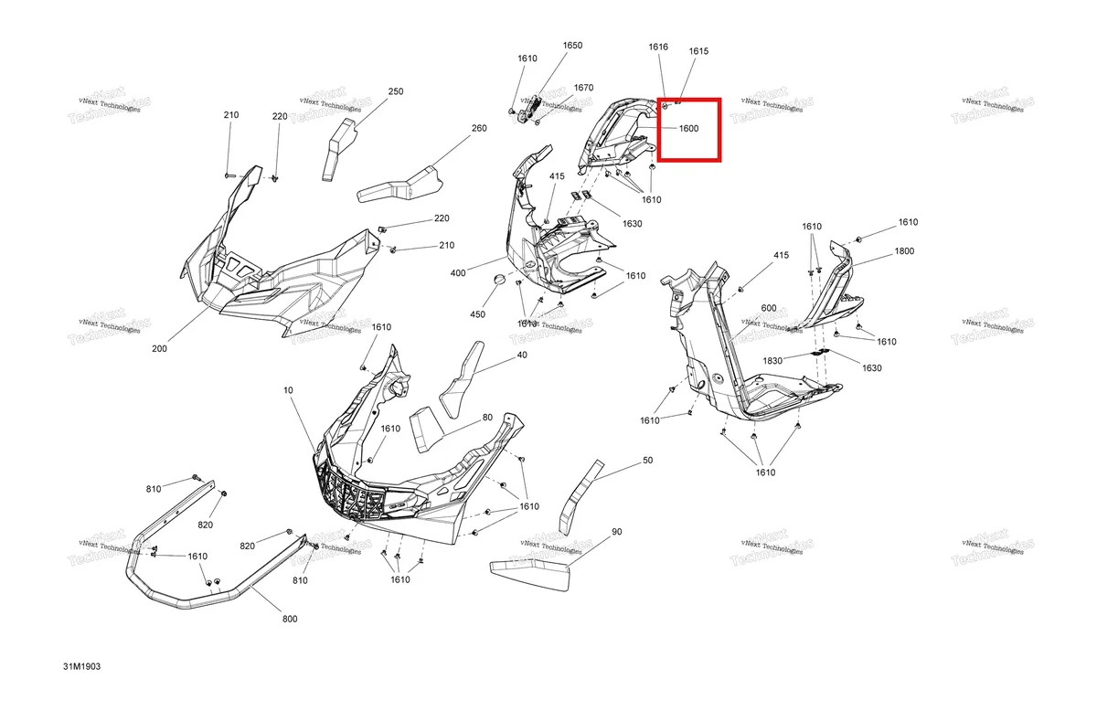 Деталь 502007297 на схеме узла 2019 Ski-Doo RENEGADE 600 ACE Bottom Pan