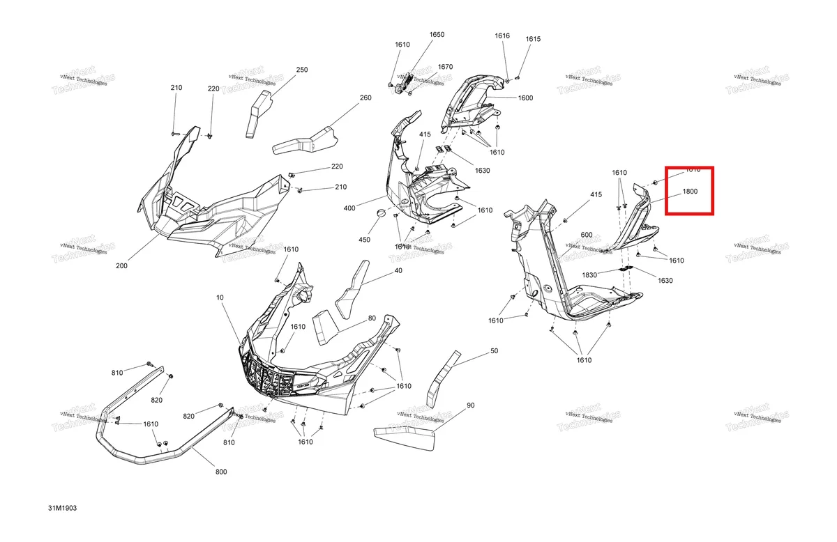 Деталь 502007298 на схеме узла 2019 Ski-Doo RENEGADE 600 ACE Bottom Pan