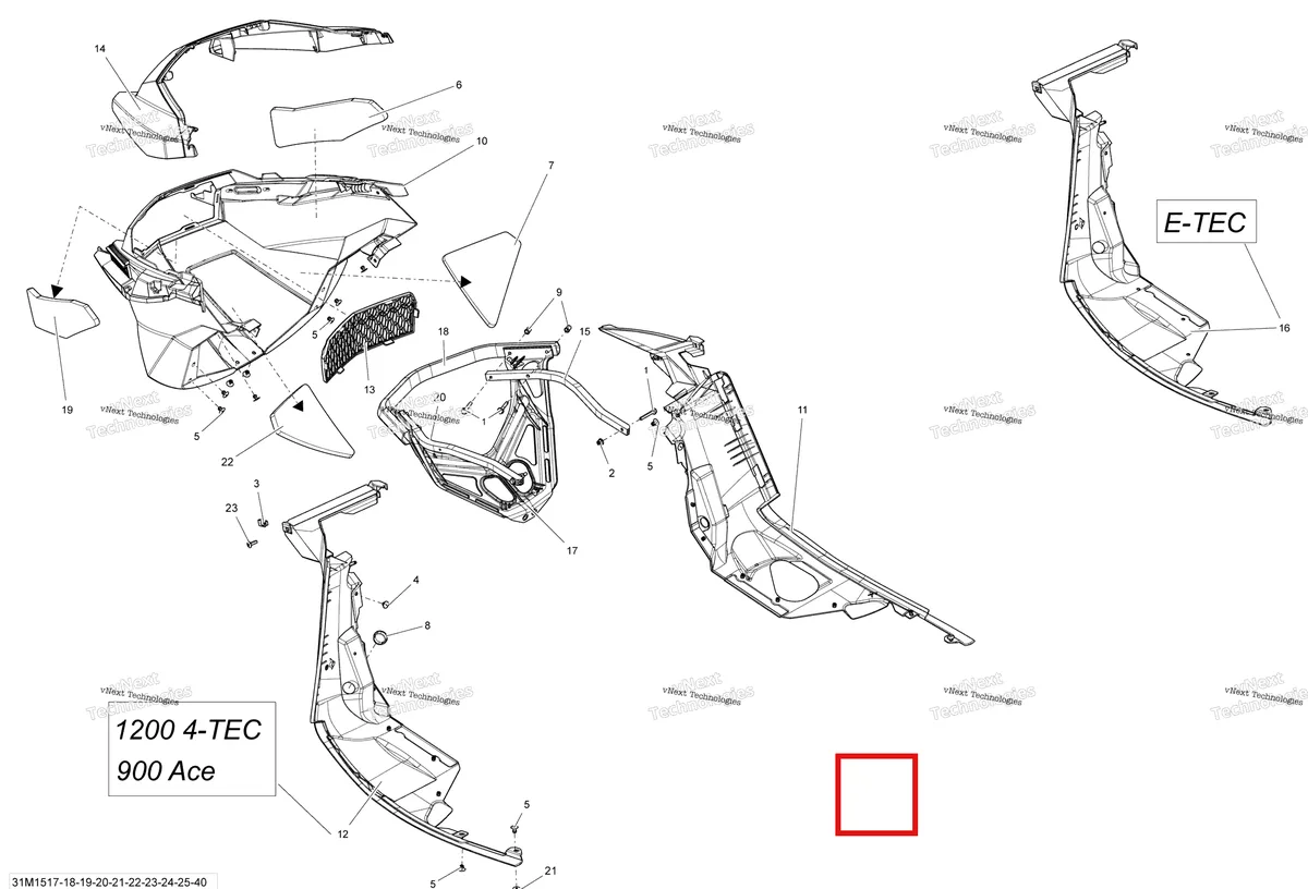 Деталь 502007357 на схеме узла 2015 Ski-Doo GRAND TOURING LE 1200 XR137 Bottom Pan Le
