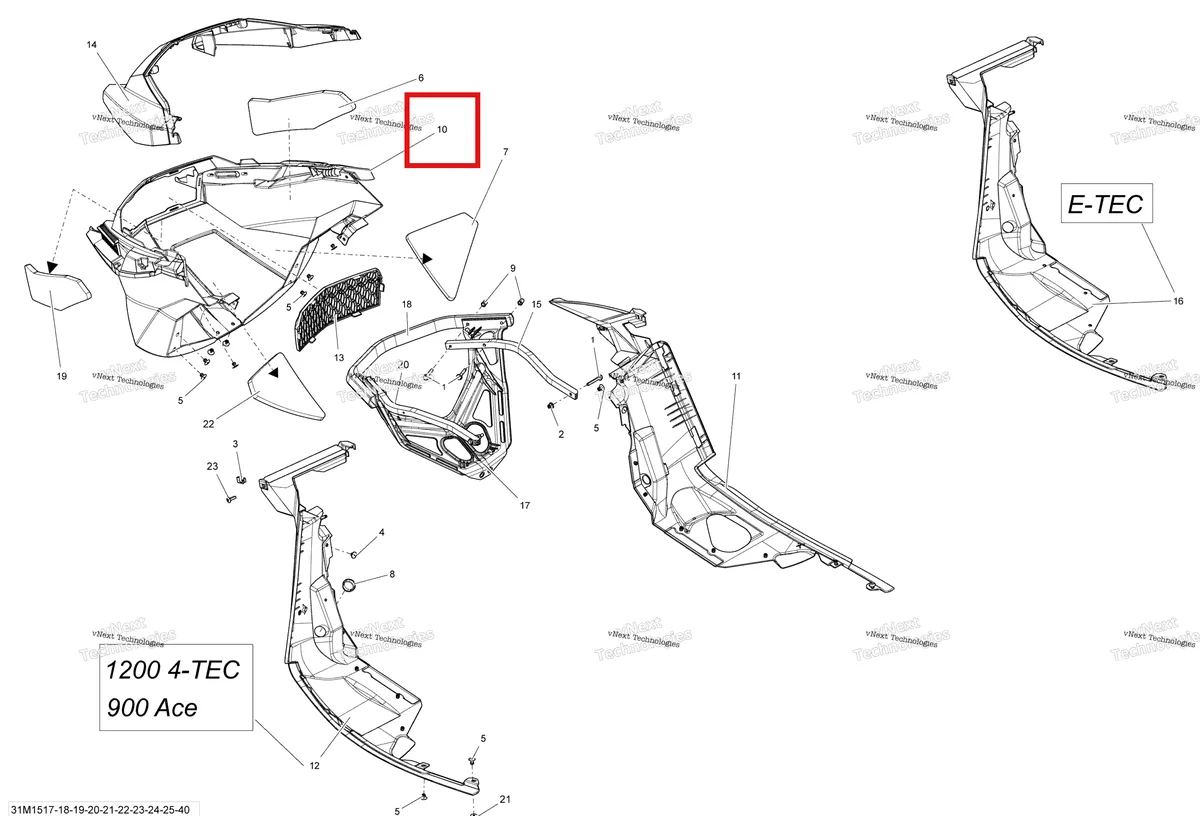 Деталь 502007432 на схеме узла 2015 Ski-Doo RENEGADE X 1200 XR137 Bottom Pan