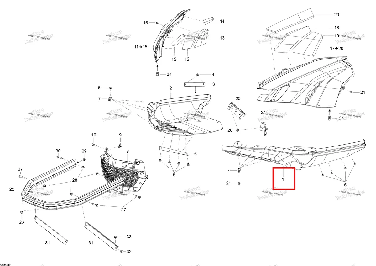 Деталь 502007436 (Деталь Black Lh Lower Bottom Pan) на схеме узла 2015 Ski-Doo SKANDIC SWT 550 Bottom Pan