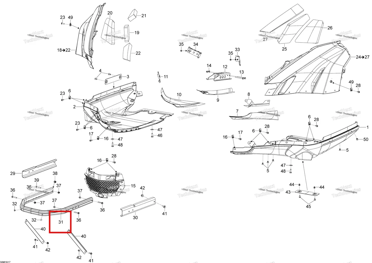 Деталь 502007469 на схеме узла 2016 Ski-Doo SKANDIC - 2-STROKE Bottom Pan