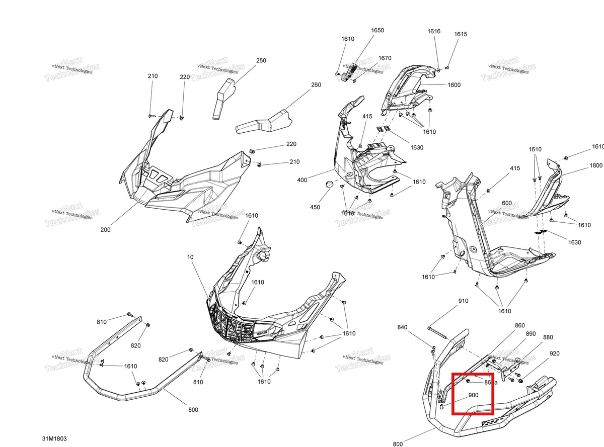 Деталь 502007499 на схеме узла 2018 Ski-Doo RENEGADE 800R E-TEC Bottom Pan Renegade - 800R E-Tec