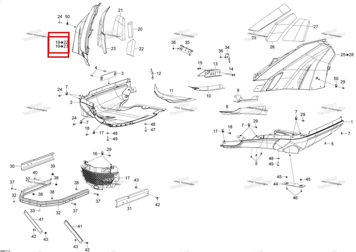 Деталь 502007624 на схеме узла 2017 Ski-Doo SKANDIC - 2-STROKE - WT-SWT Bottom Pan