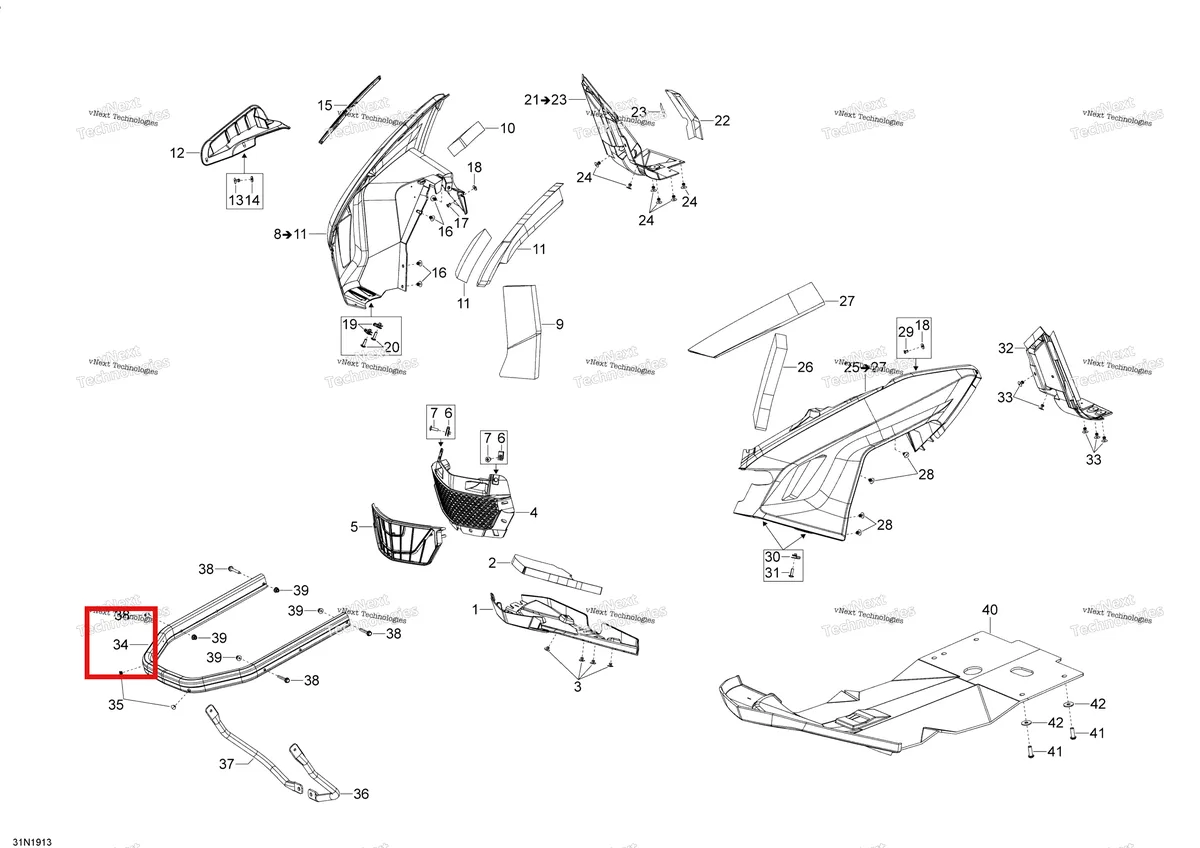 Деталь 502007684 на схеме узла 2020 Ski-Doo EXPEDITION SWT 900 ACE Body - Bottom Pan
