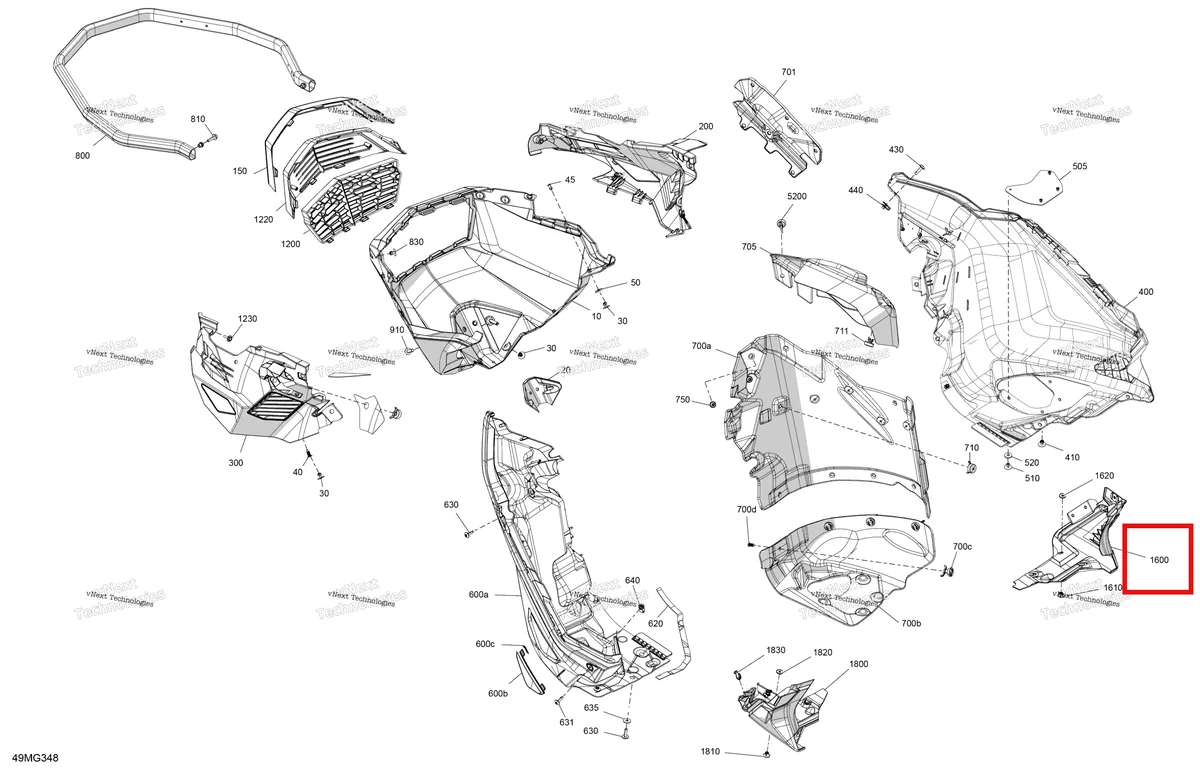 Деталь 502007714 на схеме узла 2027 Ski-Doo GRAND TOURING - LE - 900 ACE TURBO R - EPVA - Deep Black - 15X137X1.25SBRS Track Body - Bottom Pan