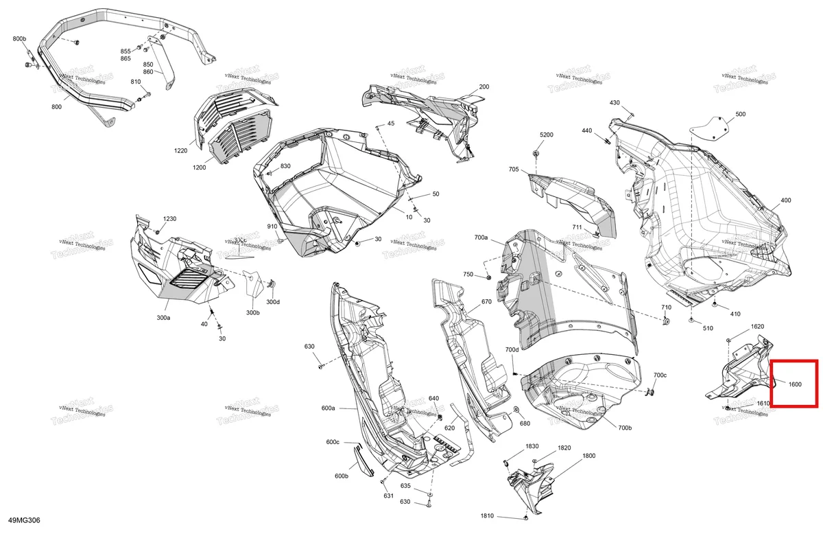 Деталь 502007716 на схеме узла 2027 Ski-Doo EXPEDITION - LE - 600R E-TEC - ABVD - Deep Black - 24X154X1.5CST Track Body - Bottom Pan