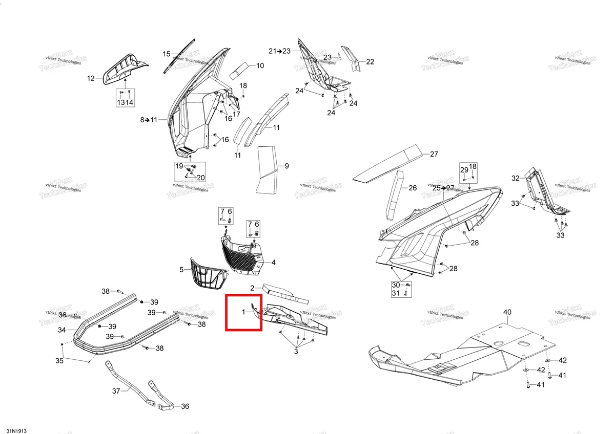 Деталь 502008006 на схеме узла 2020 Ski-Doo EXPEDITION SWT 900 ACE Body - Bottom Pan
