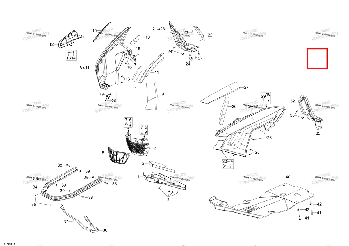 Деталь 502008008 на схеме узла 2019 Ski-Doo EXPEDITION LE-SE 600HO E-TEC Bottom Pan