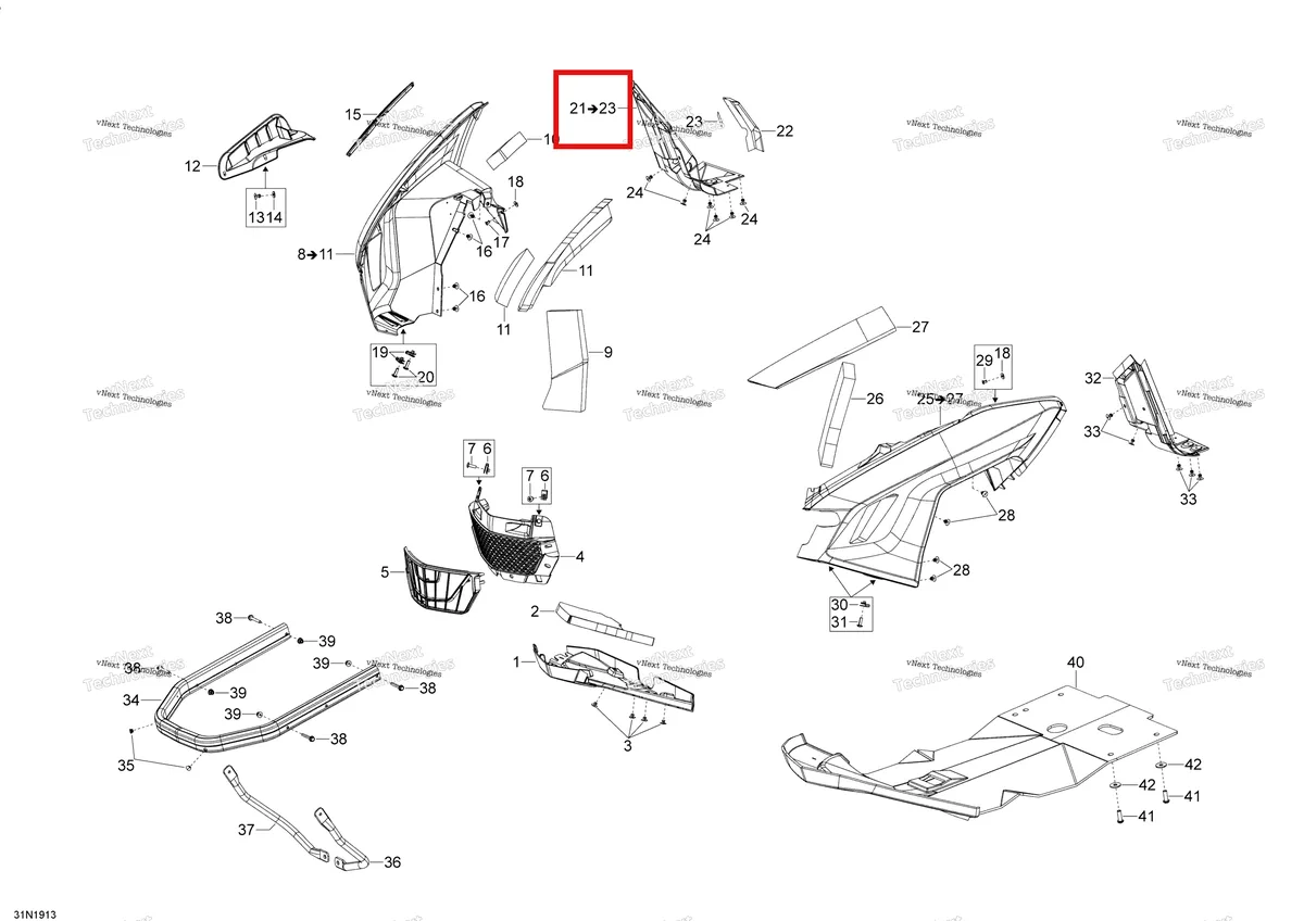 Деталь 502008010 на схеме узла 2020 Ski-Doo EXPEDITION SWT 900 ACE Body - Bottom Pan