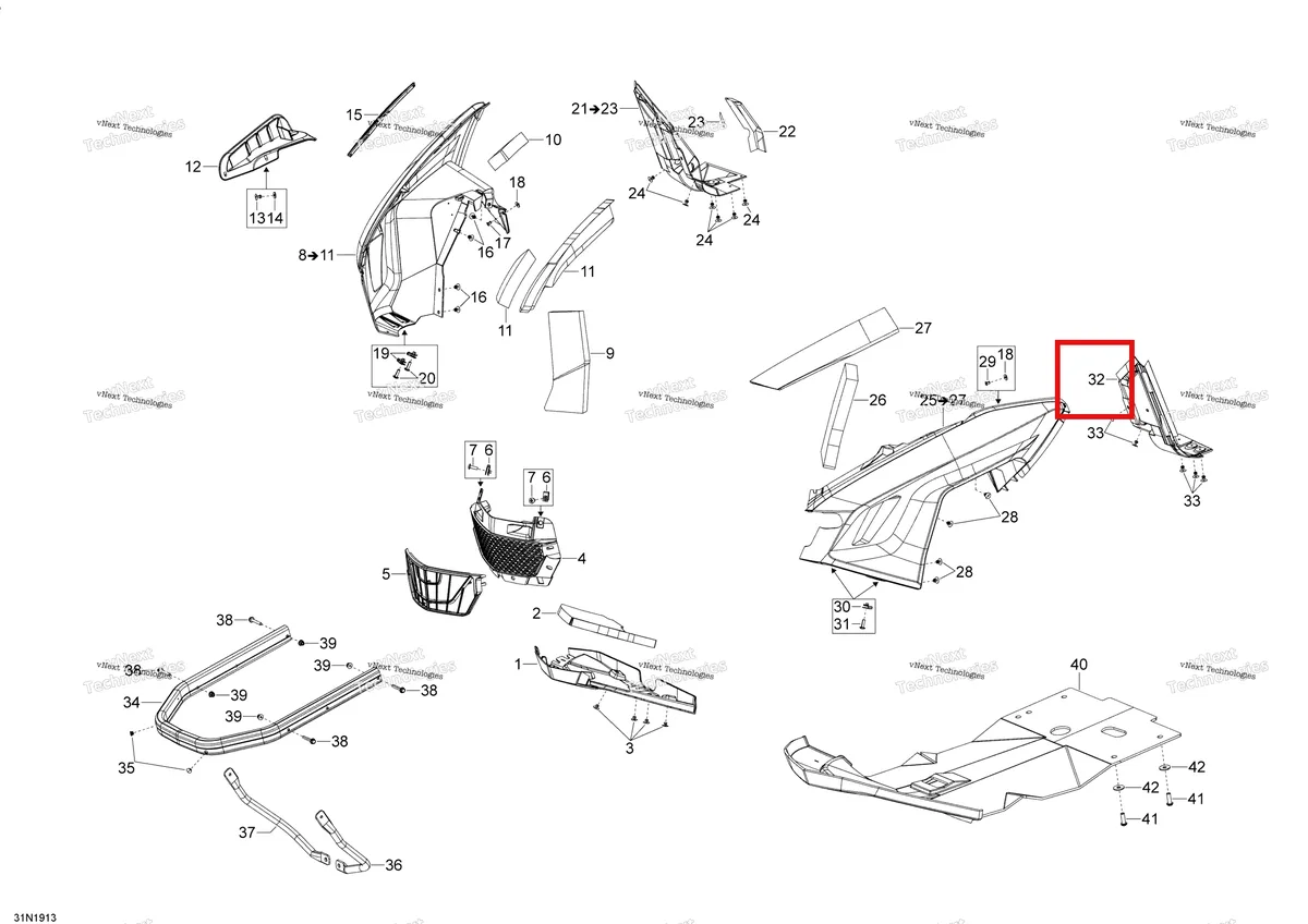 Деталь 502008012 на схеме узла 2020 Ski-Doo EXPEDITION SWT 900 ACE Body - Bottom Pan