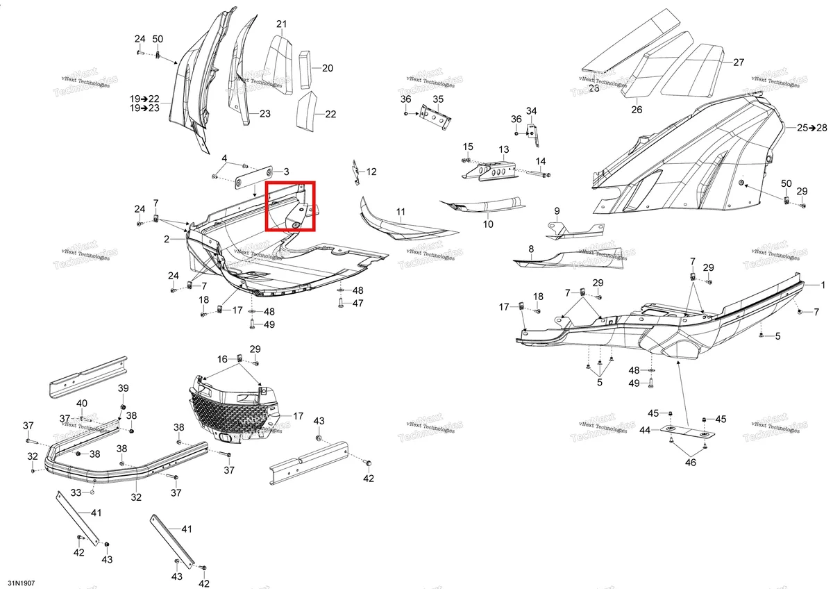 Деталь 502008015 на схеме узла 2020 Ski-Doo SKANDIC WT 550F Body - Bottom Pan - Wt