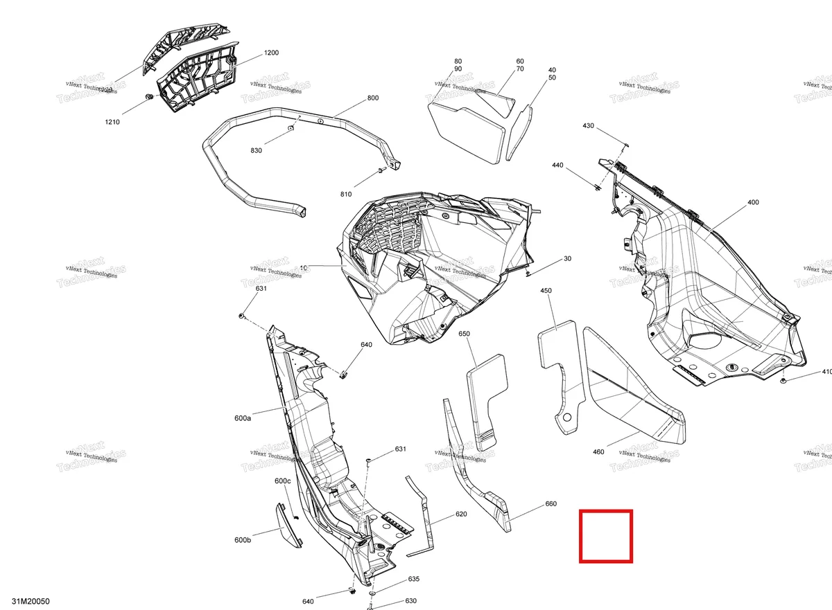 Деталь 502008037 на схеме узла 2020 Ski-Doo FREERIDE 137 850 E-TEC Body - Bottom Pan