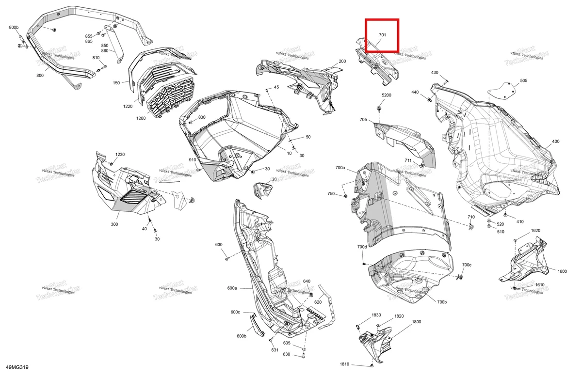 Деталь 502008087 на схеме узла 2027 Ski-Doo EXPEDITION - SE - 900 ACE TURBO R - AYVH - Deep Black - 20X154X1.8CST8 Track Body - Bottom Pan