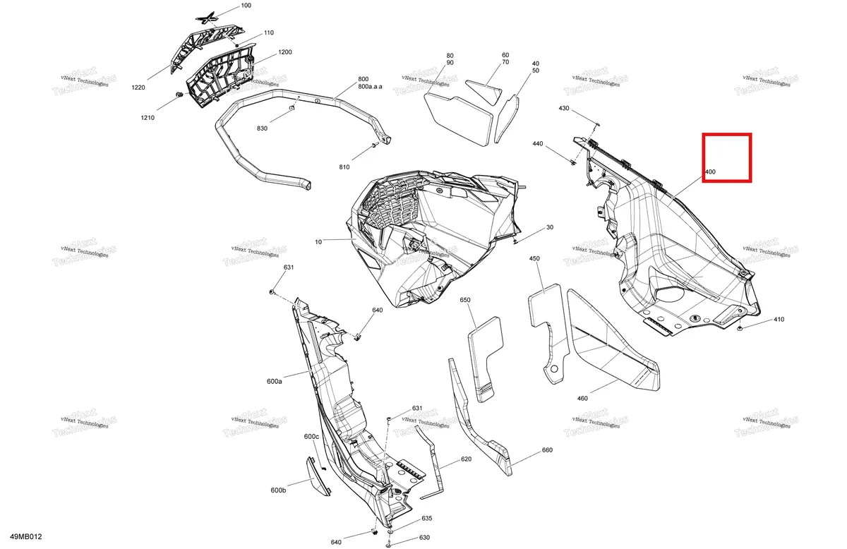 Деталь 502008127 на схеме узла 2022 Ski-Doo BACKCOUNTRY 146 850 E-TEC - XRS Body - Bottom Pan