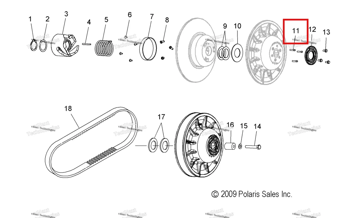 Деталь 5020653 (Штифт ADJUSTABLE ведомый Polaris Widetrak LX (2006) (5020653)) на схеме узла Drive Train, Secondary Clutch
