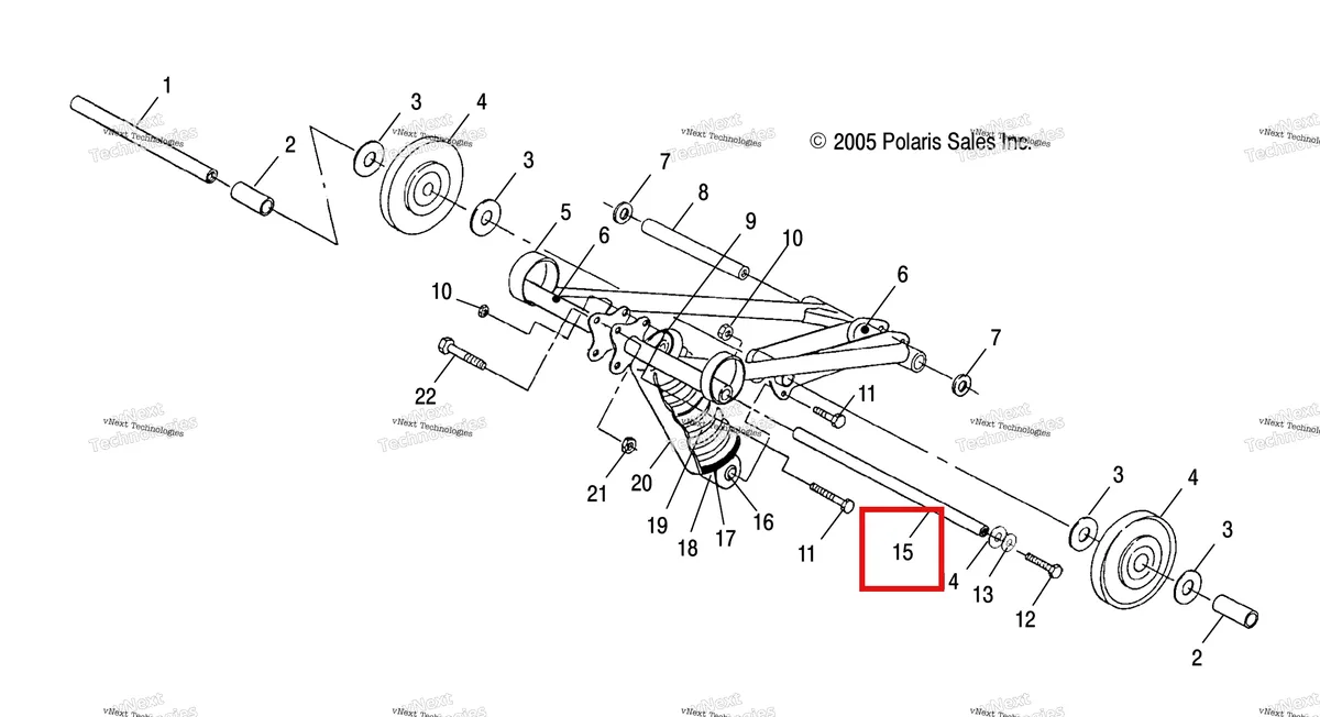 Деталь 5020909 (Вал Polaris Widetrak LX (2006) (5020909)) на схеме узла Torque Arm, Front