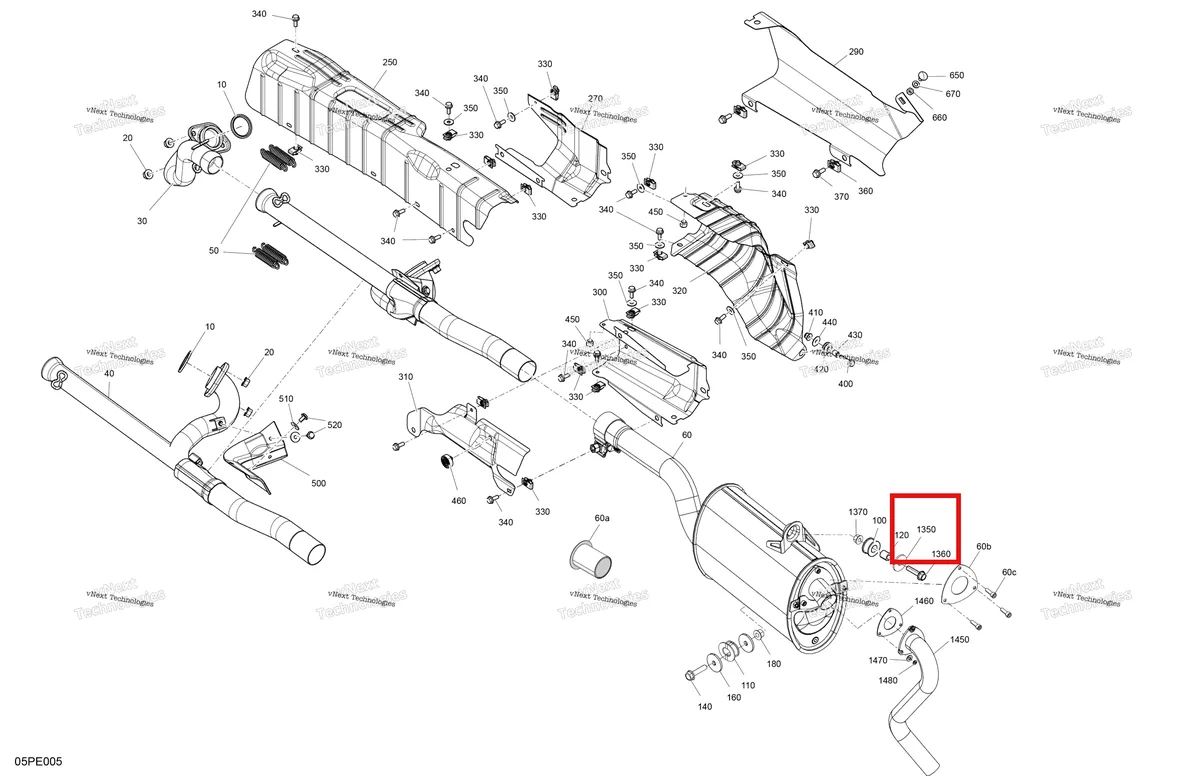 Деталь 503032900 на схеме узла 2025 Can-Am OUT-MAX - 6X6 - XT - 1000 EFI - 5ZSA - Boreal Green Engine - Exhaust