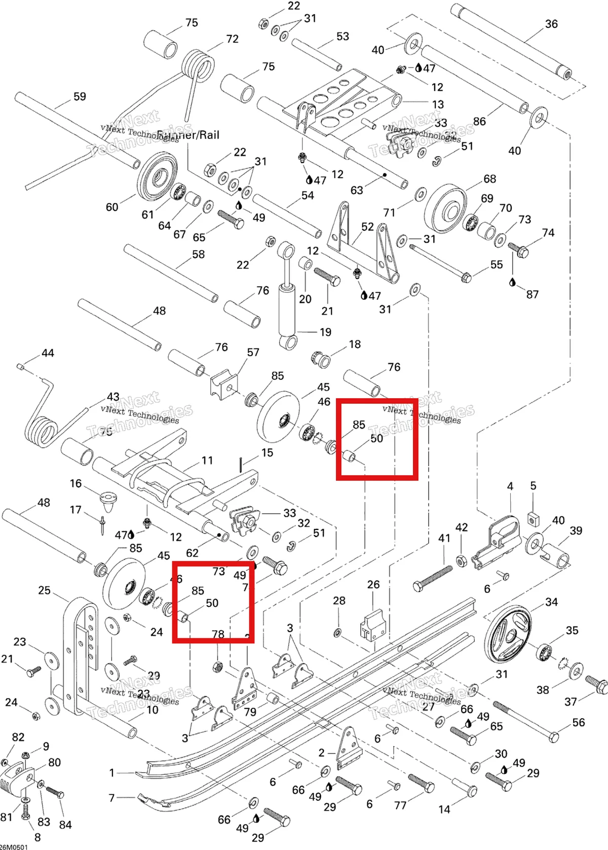 Деталь 503144200 на схеме узла 2005 Ski-Doo Tundra R Rear Suspension