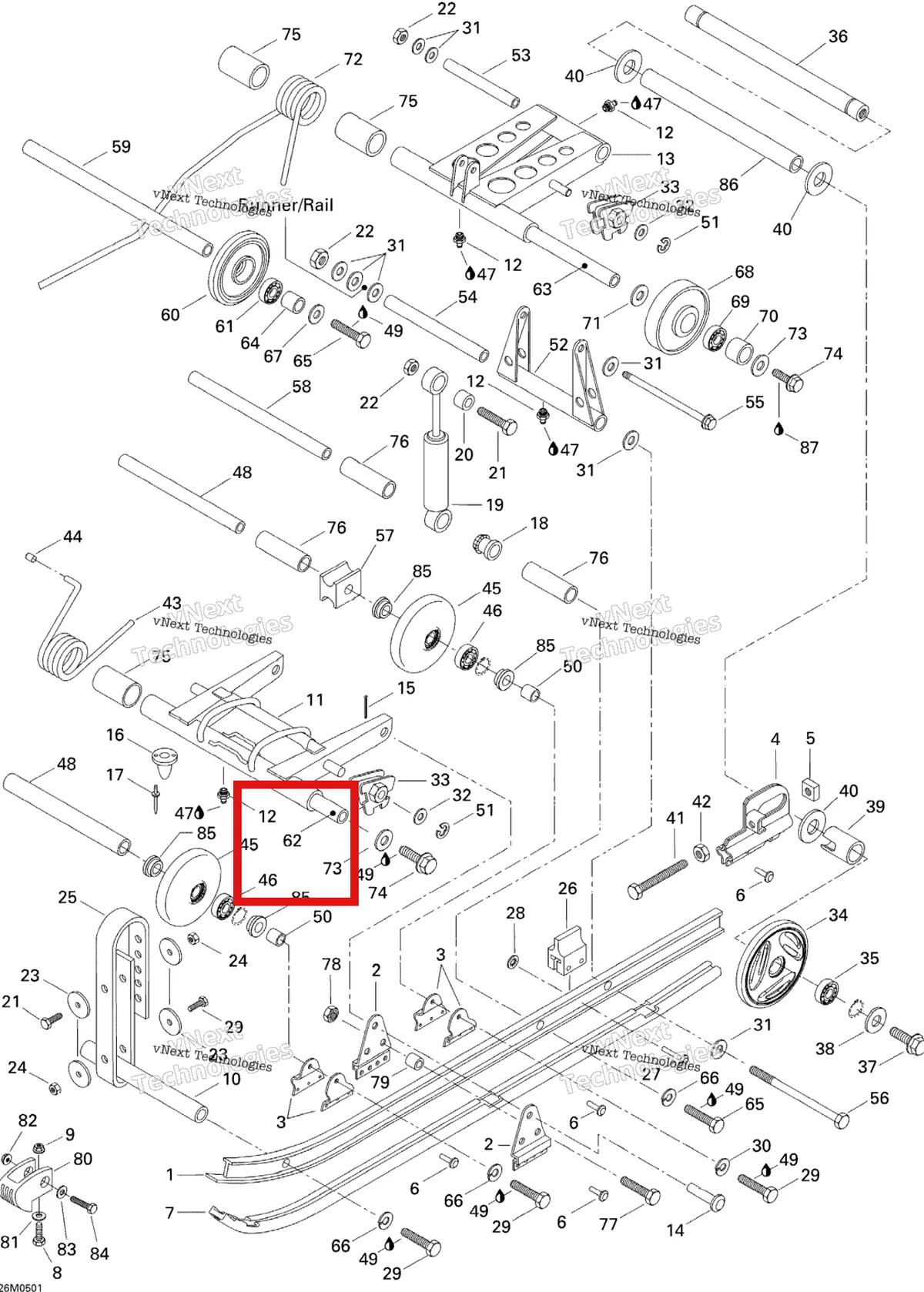 Деталь 503144600 на схеме узла 2005 Ski-Doo Tundra R Rear Suspension