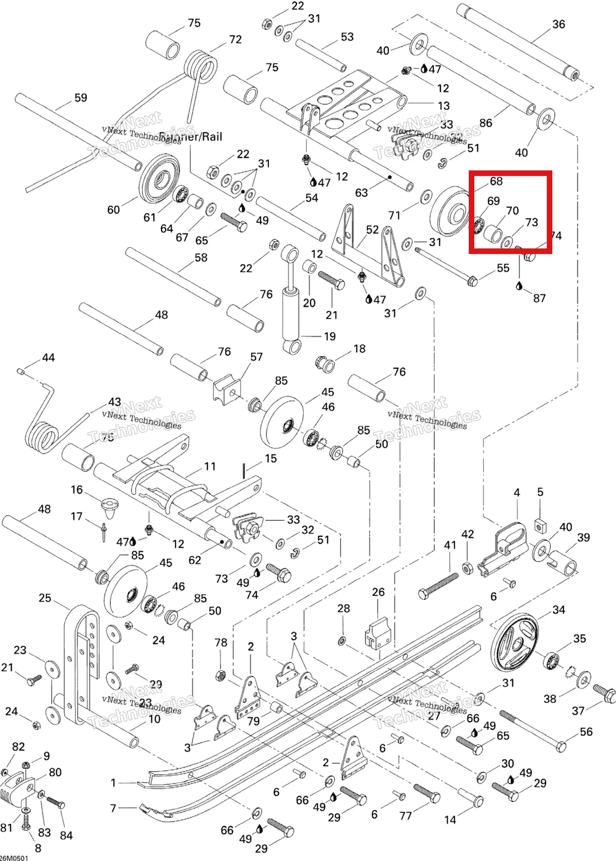 Деталь 503144800 на схеме узла 2005 Ski-Doo Tundra R Rear Suspension