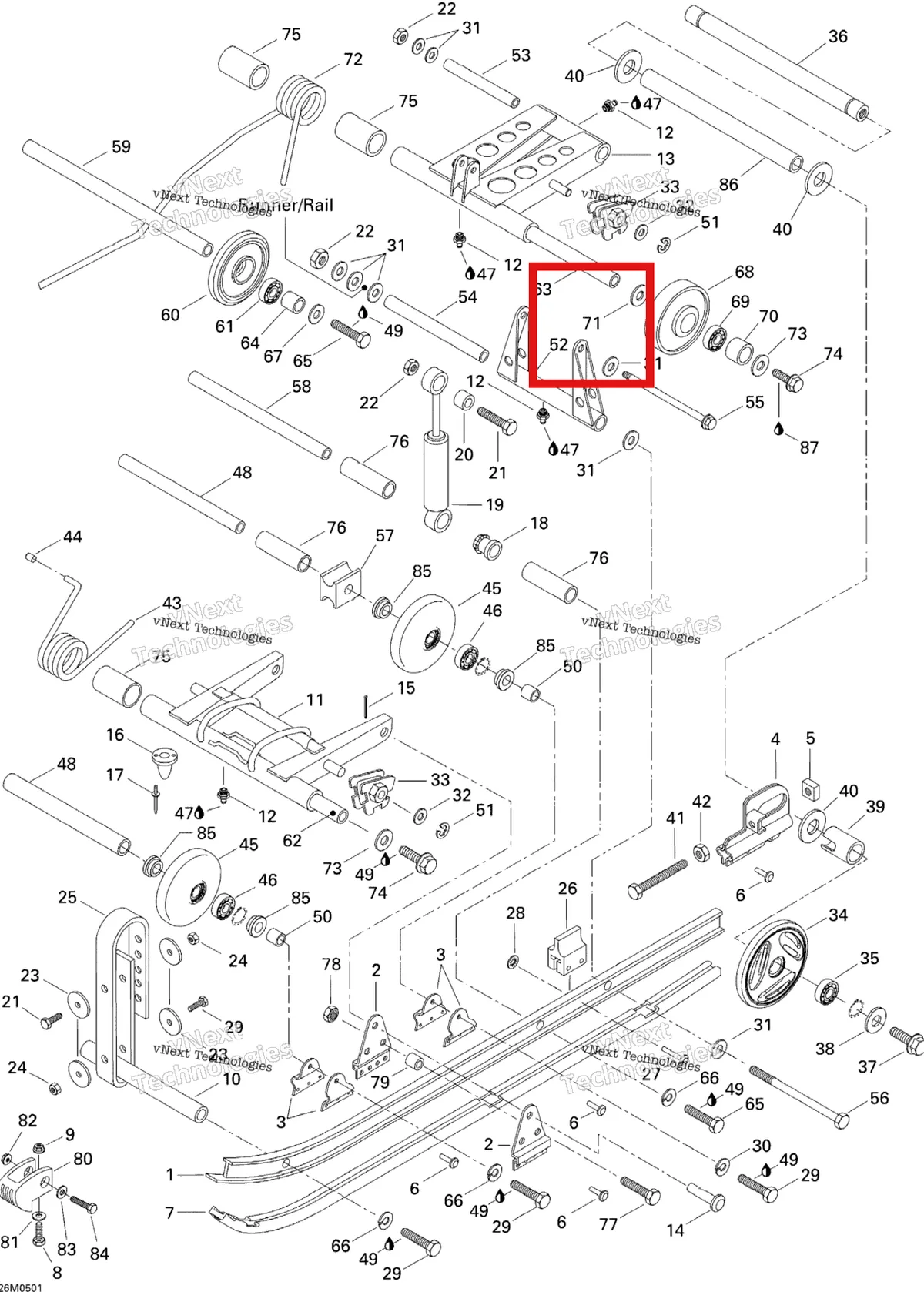 Деталь 503144900 на схеме узла 2005 Ski-Doo Tundra R Rear Suspension
