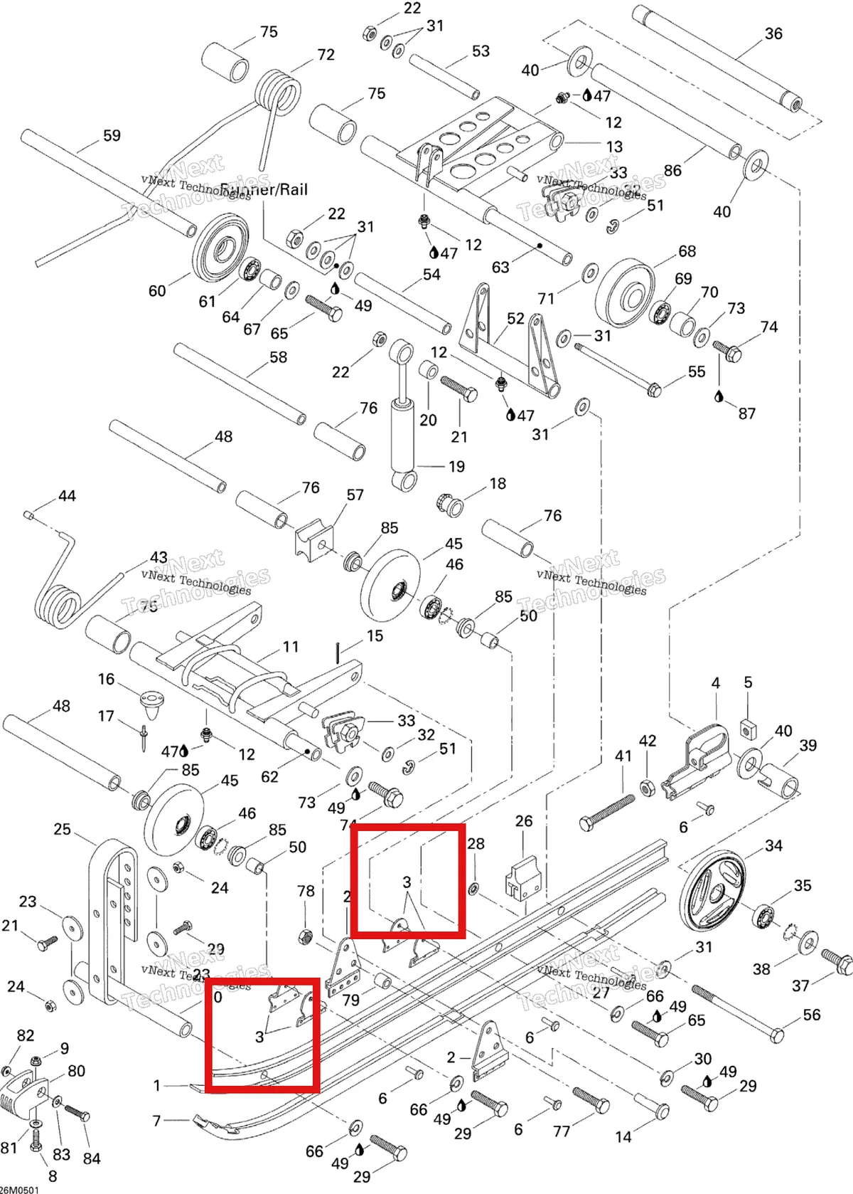 Деталь 503145000 на схеме узла 2005 Ski-Doo Tundra R Rear Suspension