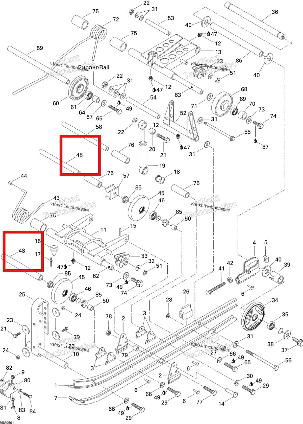 Деталь 503145100 на схеме узла 2005 Ski-Doo Tundra R Rear Suspension