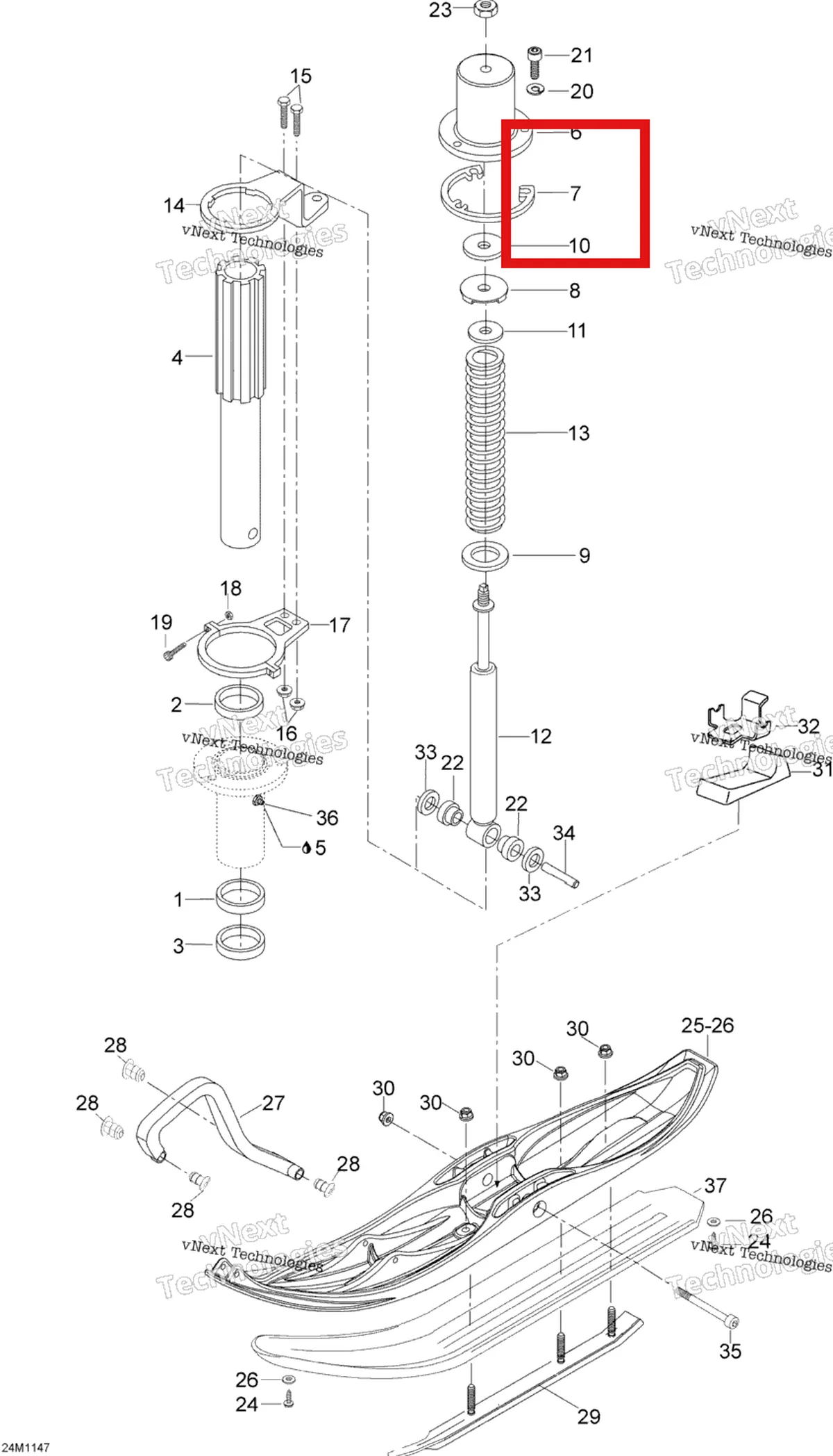 Деталь 503145600 (Проставка) на схеме узла 2012 Ski-Doo Skandic SWT V800 YetiII Front Suspension And Ski