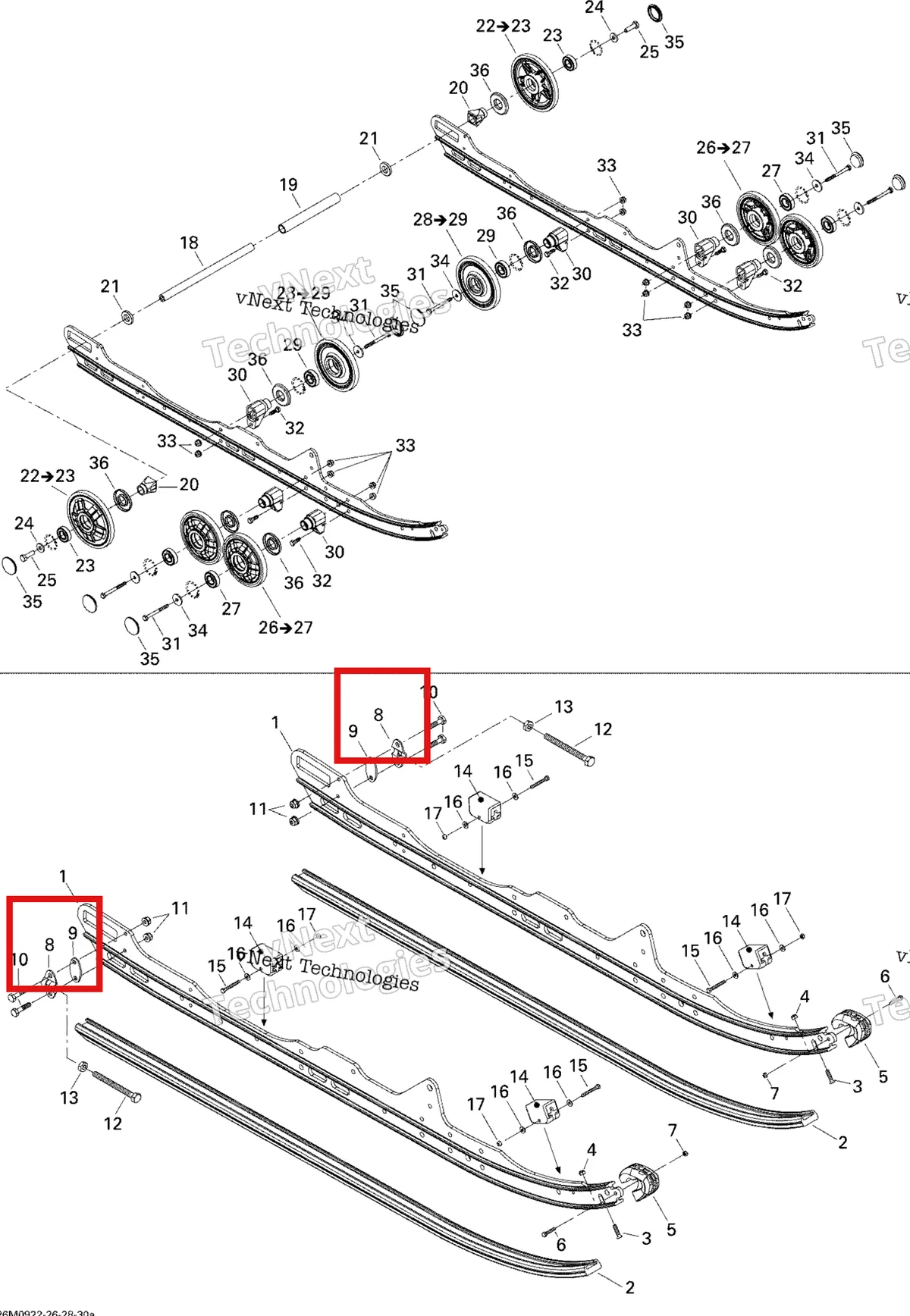 Деталь 503155300 (Натяжитель) на схеме узла 2009 Ski-Doo GTX Fan Rear Suspension