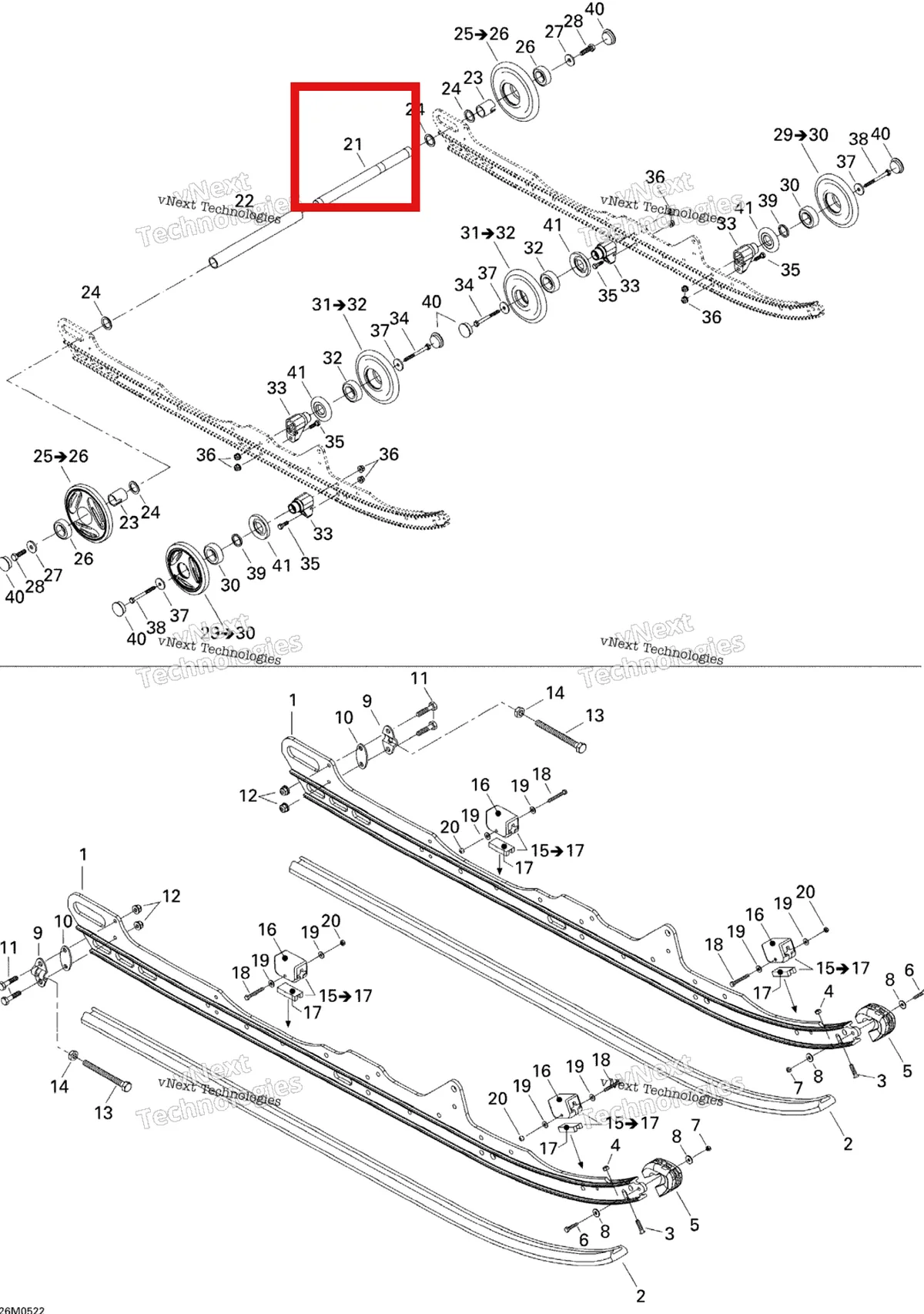 Деталь 503162400 на схеме узла 2005 Ski-Doo Expedition 550F Rear Suspension